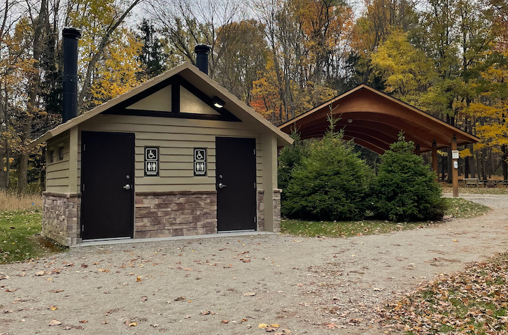 Two separate single-user, fully accessible flush restrooms.